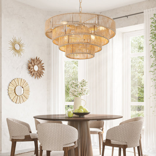 (Same as W1340P155976/L1019-4) Bohemian style Woven Pendant Light 19.7